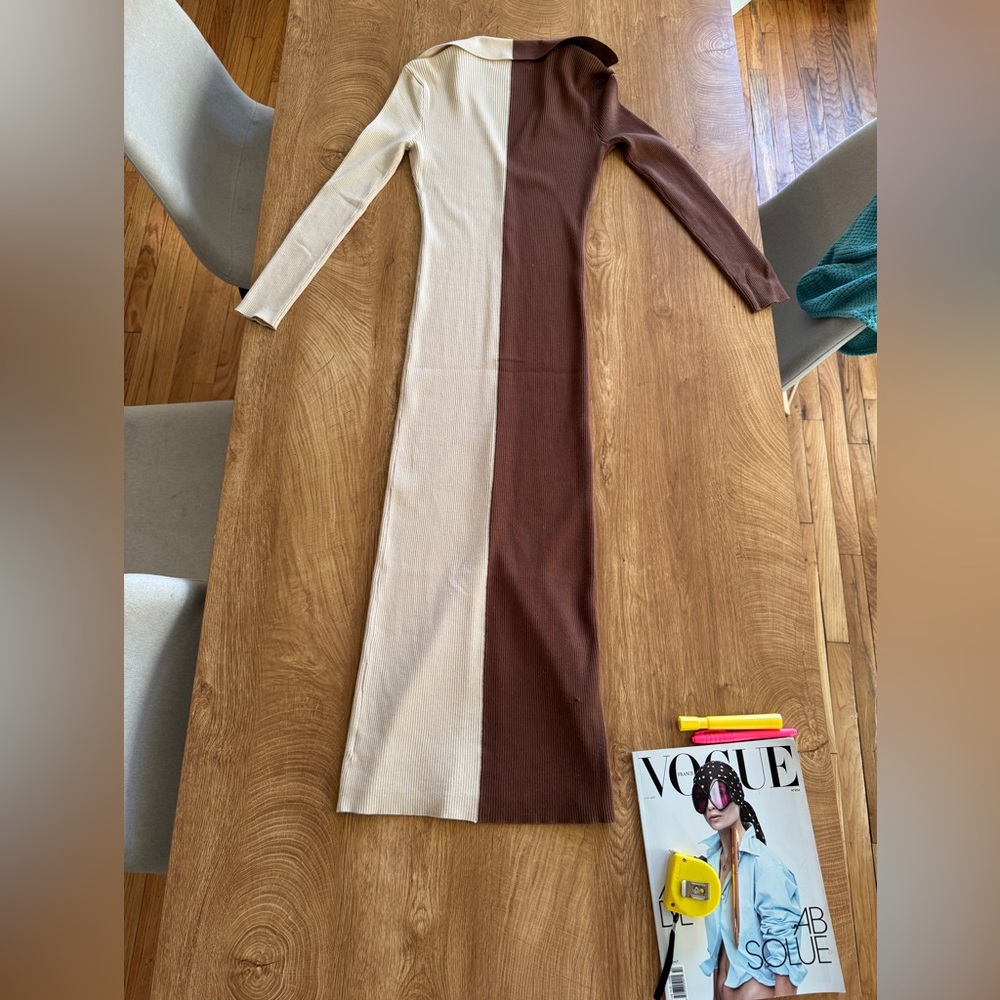 ASTR THE LABEL 
SOLD Two-Tone Brown and Cream Button-Up Dress - Picture 5 of 12